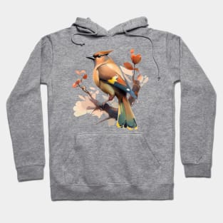 Watercolor peaceful cedar waxwing scene Hoodie